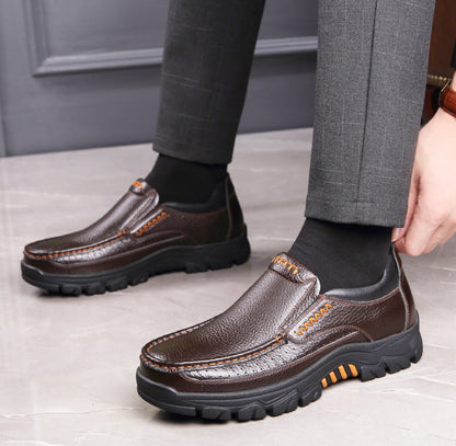 Kaegreel Cuir de vachette pour hommes Cuir imperméable confortable non glissement doux non glissé sur les chaussures décontractées
