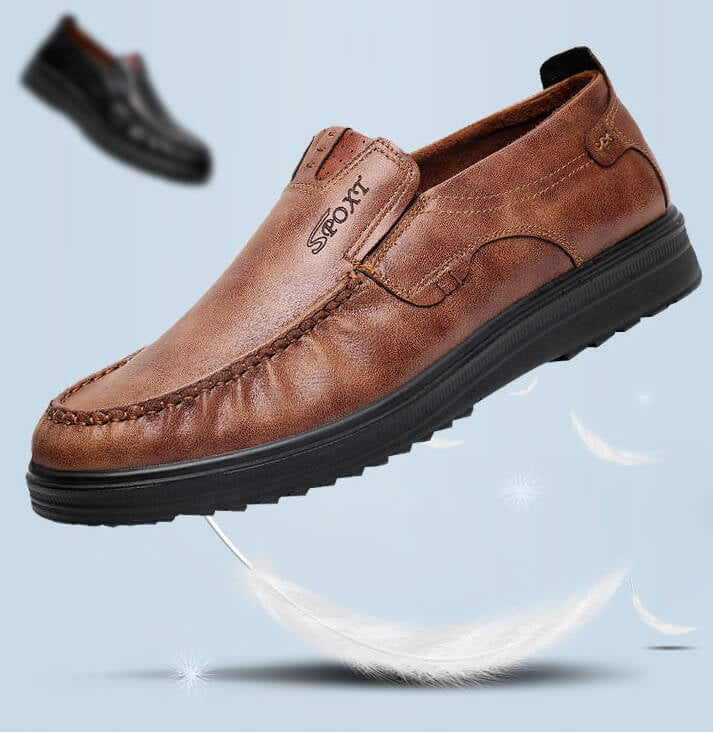 Men's Retro Color Leather Large Size Soft Sole Casual Shoes