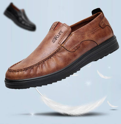 Men's Retro Color Leather Large Size Soft Sole Casual Shoes