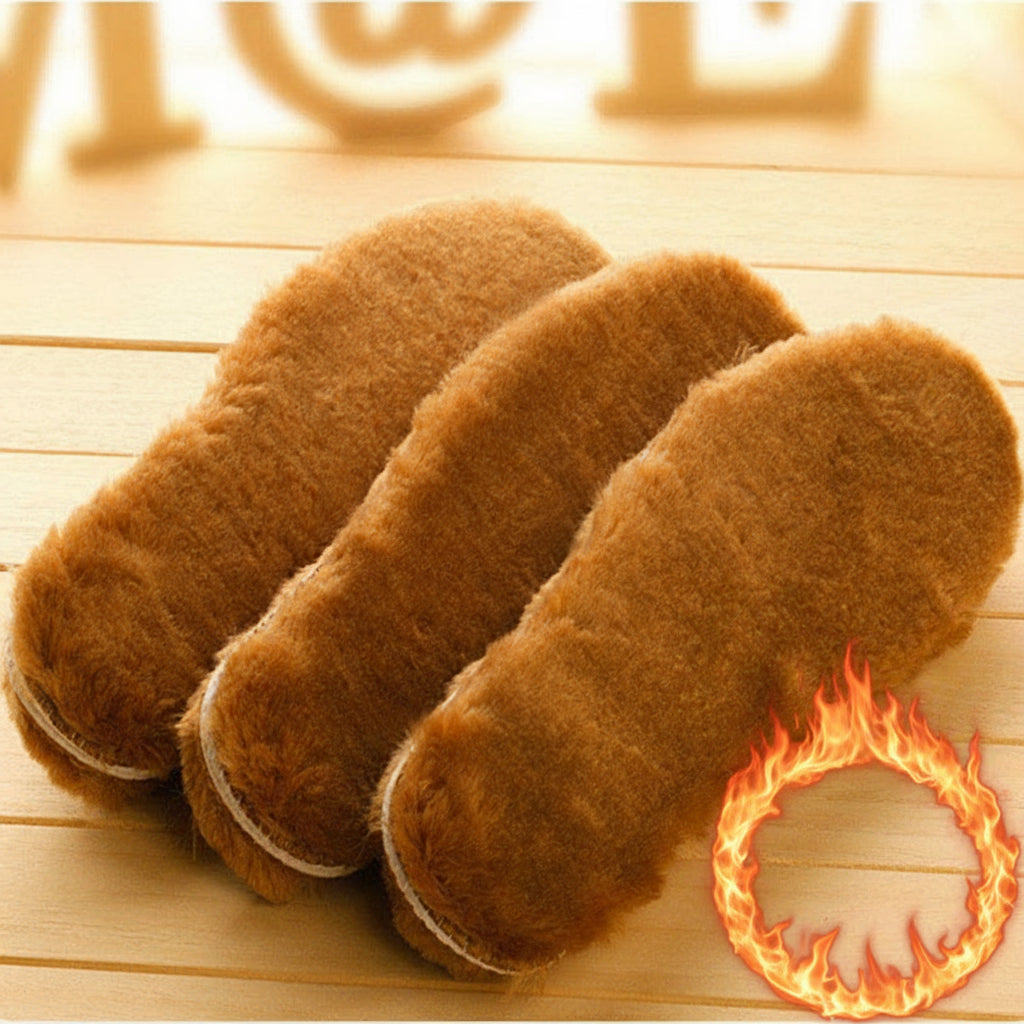 Extra Thick Lambswool Insoles, with Natural Latex Underside, Warming Sheep Wool Soles, Soft Winter Soles