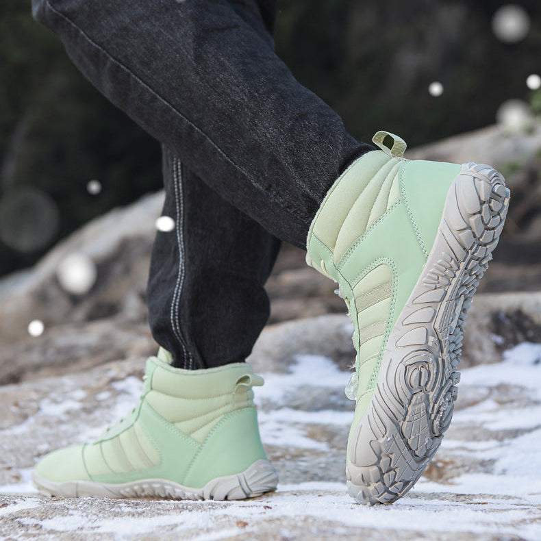 Barfußschuhe Damen Winter Wasserdicht Trailrunning Schuhe Warm Gefütterte Winterschuhe Unisex Outdoor Schneestiefel Rutschfeste Winterstiefel