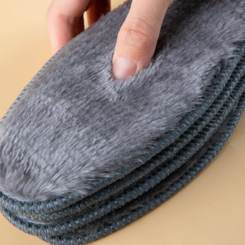 Extra thick and soft rabbit fur insoles for warmth.