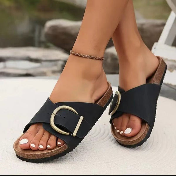 Women Thick-soled Slippers Summer Fashion Belt Buckle Sandals Shoes