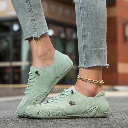 Women's Handmade Velcro Suede Beck Shoes Waterproof Leather Casual Sneakers Non-Slip Breathable