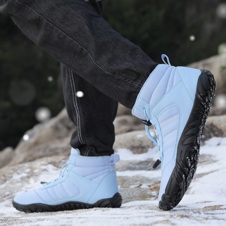 Barfußschuhe Damen Winter Wasserdicht Trailrunning Schuhe Warm Gefütterte Winterschuhe Unisex Outdoor Schneestiefel Rutschfeste Winterstiefel