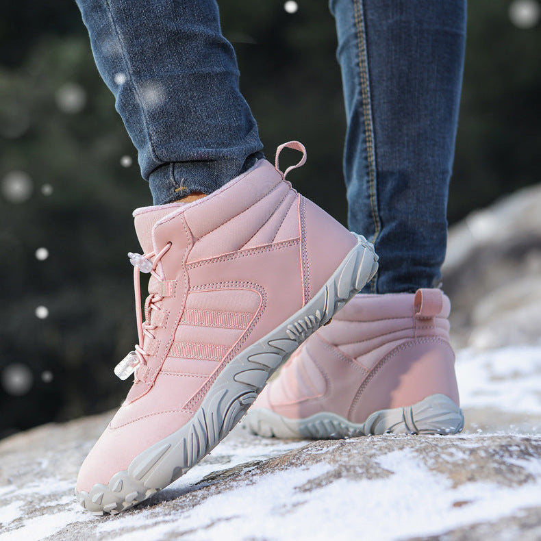 Barfußschuhe Damen Winter Wasserdicht Trailrunning Schuhe Warm Gefütterte Winterschuhe Unisex Outdoor Schneestiefel Rutschfeste Winterstiefel