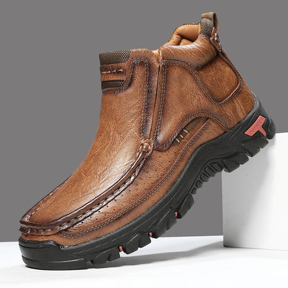 Men's Rugged Genuine Leather Chukka Boots - Slip-Resistant Outdoor Walking Shoes for All-Day Comfort