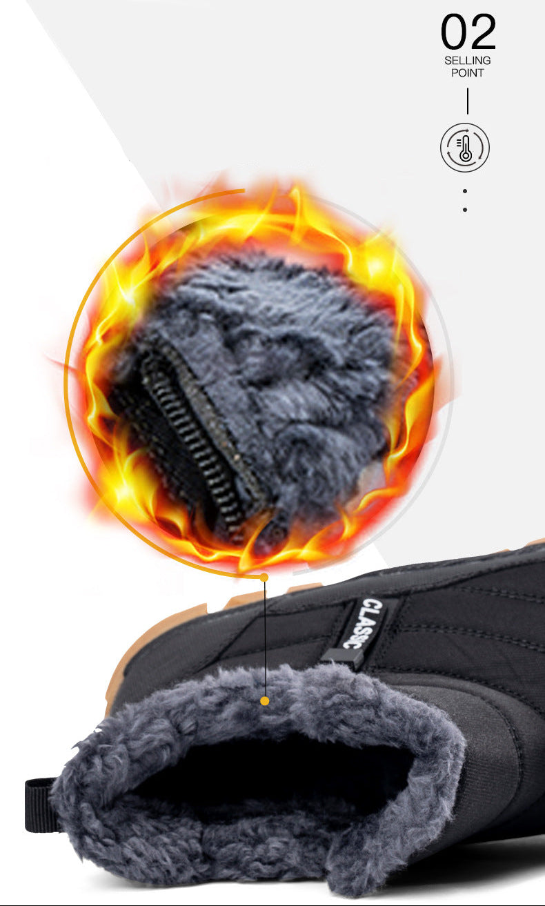 Männer warme Baumwollschuhe Schneeschuhe im Freien ohne Schlupf und wasserdichte Winterschuhe wandern