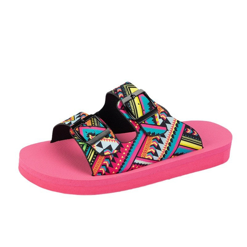 kaegreel belt buckle sandals slippers 31560 red color