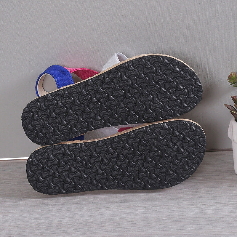 轻便软底凉鞋女 2024 夏季平底学生罗马凉鞋女圆头透气沙滩凉鞋