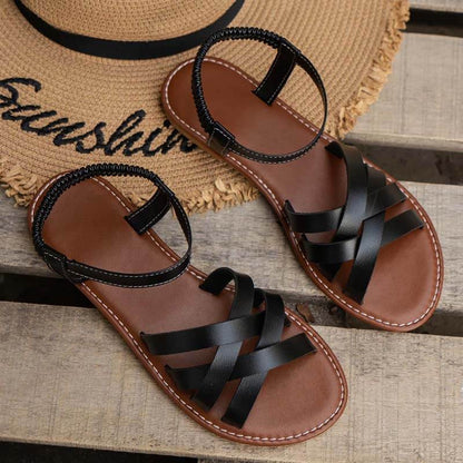 Women Breathable Beach Elastic Cross Strap Outdoor Sandals
