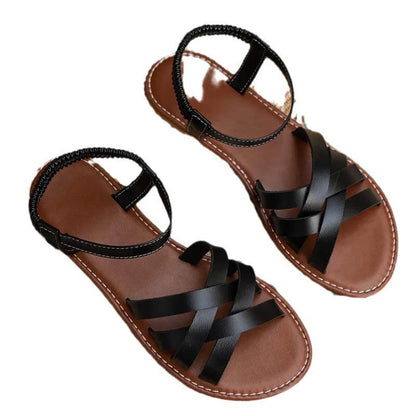 Women Breathable Beach Elastic Cross Strap Outdoor Sandals