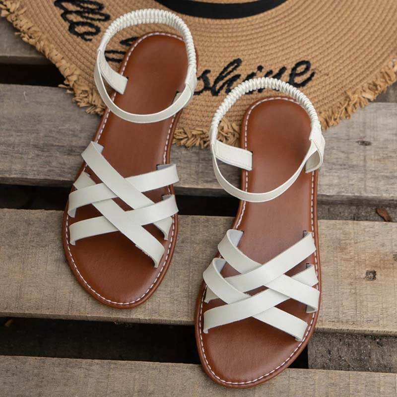 Women Breathable Beach Elastic Cross Strap Outdoor Sandals