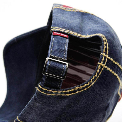 Men's Vintage Adjustable Denim Patch Baseball Cap Outdoor Casual Travel Sun Protection Hat