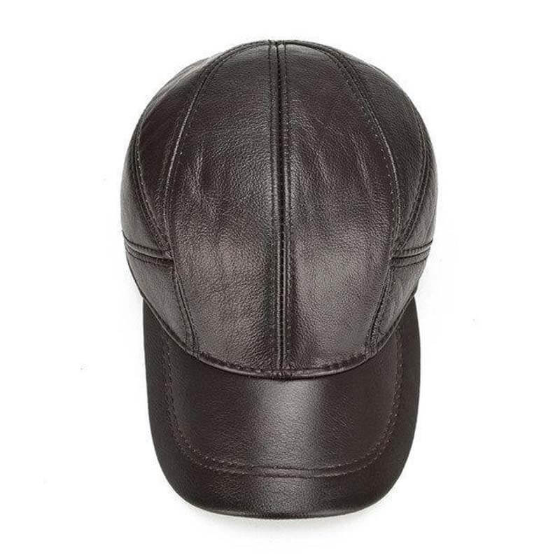 Männer Winter Echte Leder Baseballkappen mit Ohrklappen Outdoor Warme Trucker Einstellbare Hüte