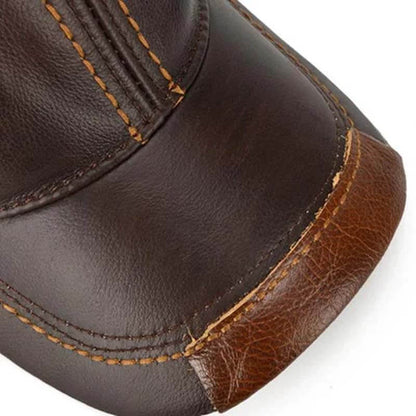 Herren Rindsleder-Baseballmütze der Männer lässig komfortable hochwertige Sonnenschutz-Lederkappe einstellbar