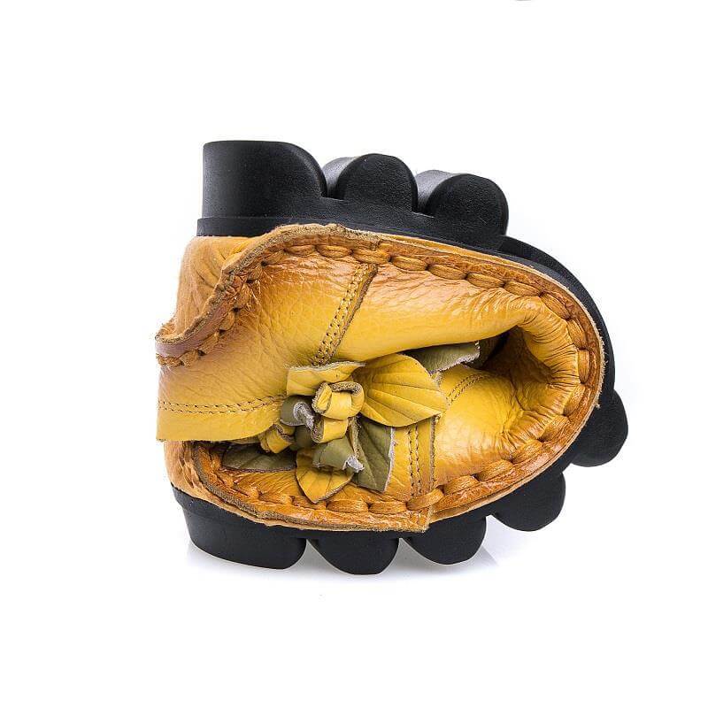 Mocassini piatti di scarpe in pelle di grano da donna