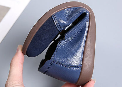 Women Suede Splicing Leather Soft Sole Slip On Casual Flat Shoes