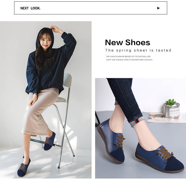 Women Suede Splicing Leather Soft Sole Slip On Casual Flat Shoes