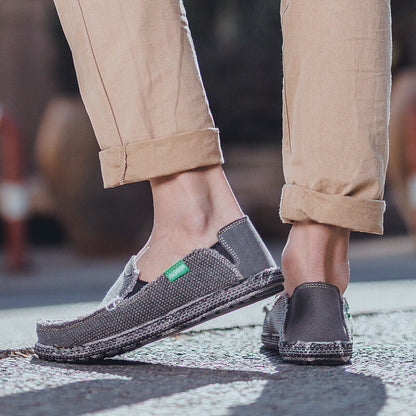 Men's Canvas Shoes Slip on Deck Shoes Casual Fabric Boat Shoes Non-Slip Casual Loafer Flat Outdoor