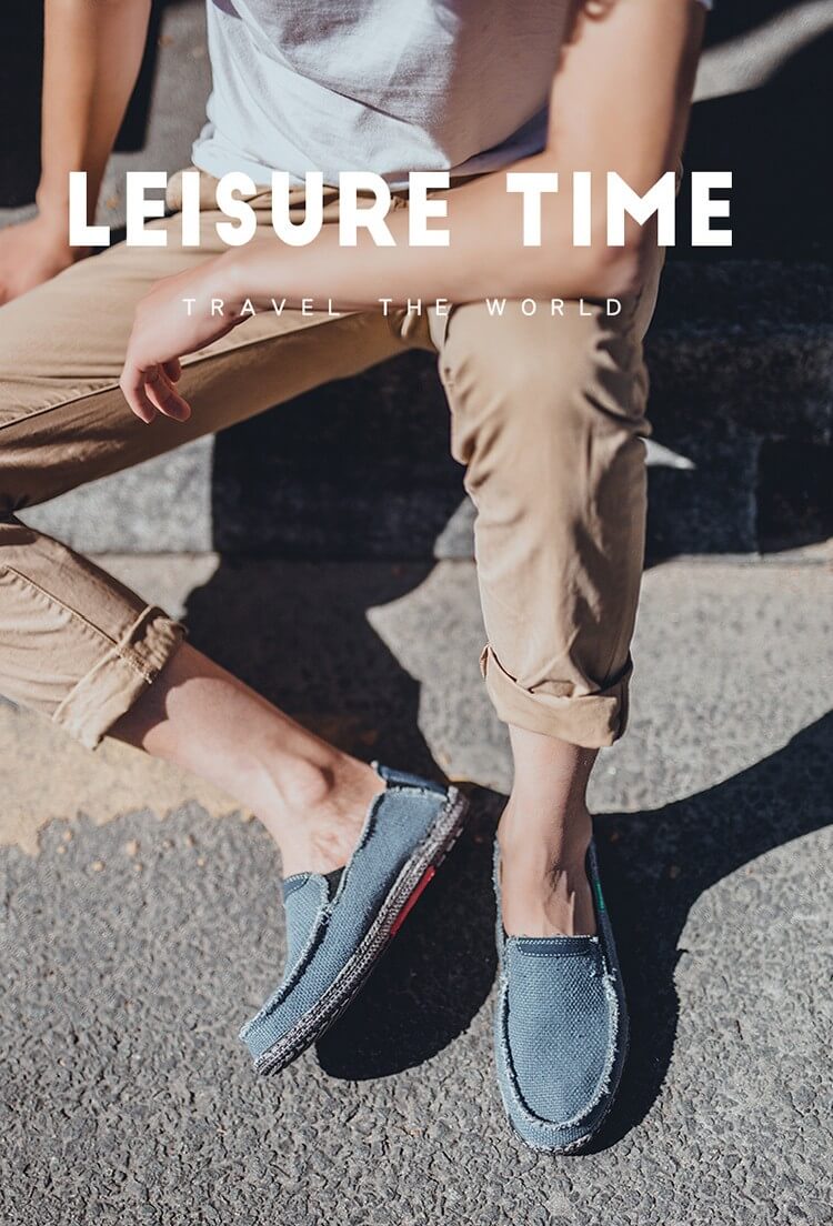 Men's Canvas Shoes Slip on Deck Shoes Casual Fabric Boat Shoes Non-Slip Casual Loafer Flat Outdoor