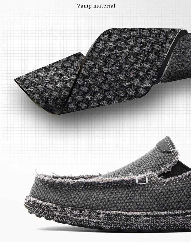Men's Canvas Shoes Slip on Deck Shoes Casual Fabric Boat Shoes Non-Slip Casual Loafer Flat Outdoor