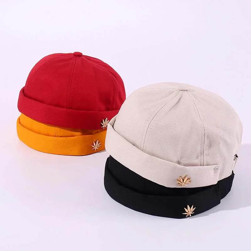 Men & Women Brimless Hats Solid Color Coconut Tree Tag Skull Caps Hip Hop Hat
