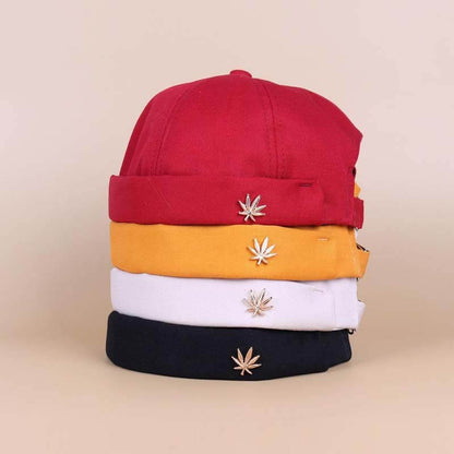 Men & Women Brimless Hats Solid Color Coconut Tree Tag Skull Caps Hip Hop Hat