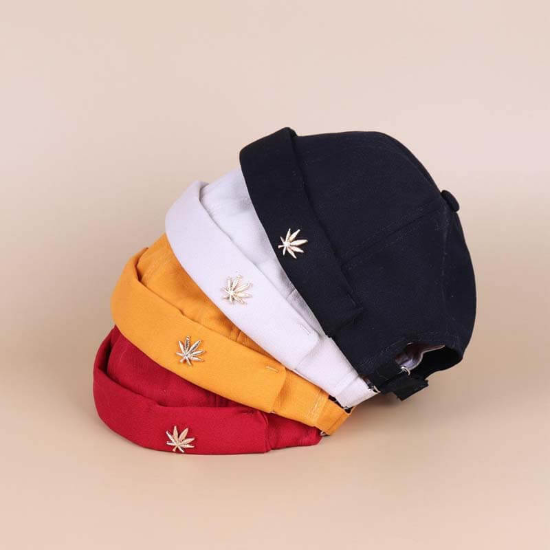 Men & Women Brimless Hats Solid Color Coconut Tree Tag Skull Caps Hip Hop Hat