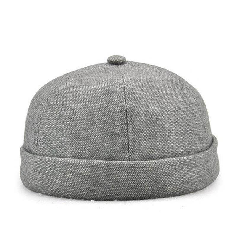 Men's Solid French Bucket Cap Flanging Skull Cap Sailor Cap Rolled Cuff Retro Fashion Brimless Hats