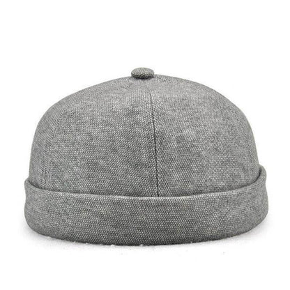 Men's Solid French Bucket Cap Flanging Skull Cap Sailor Cap Rolled Cuff Retro Fashion Brimless Hats