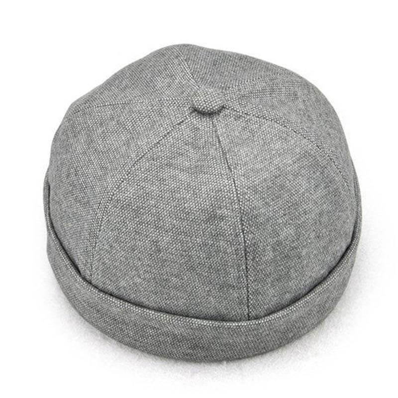 Men's Solid French Bucket Cap Flanging Skull Cap Sailor Cap Rolled Cuff Retro Fashion Brimless Hats