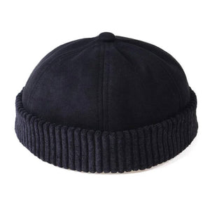 Men & Women Retro Rolled Cuff Brim Hat Skullcap Sailor Cap Worker Hat Adjustable