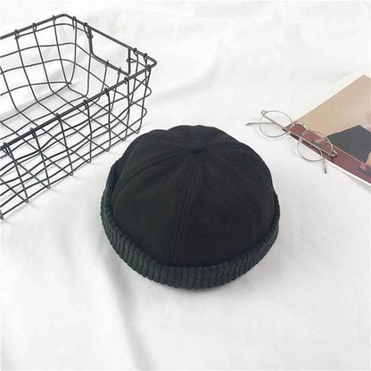 Hombres y mujeres Retro Cuff Rodado Sombrero Skullcap Sailor Cap Hat Hat Ajustable