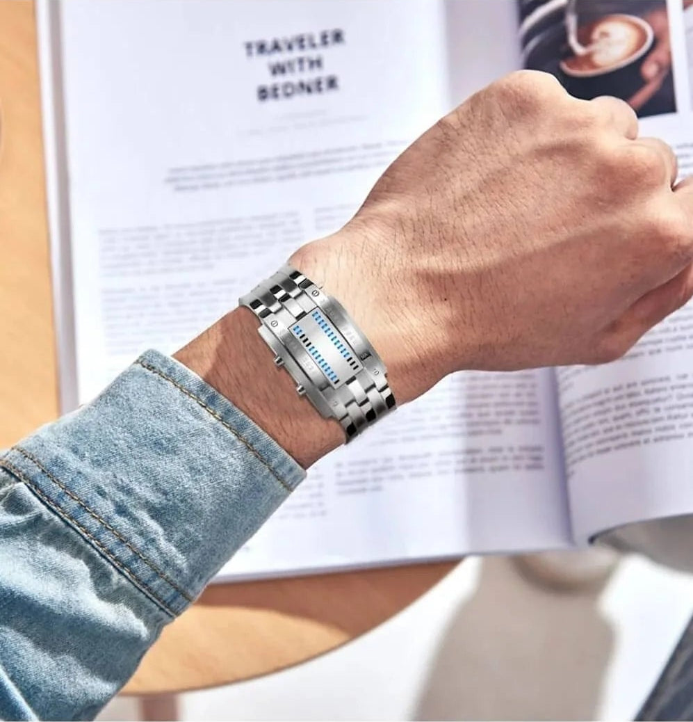 Mode Hommes Regardez l'imperméable lumineuse Date d'affichage Creative LED Full Steel Regarder
