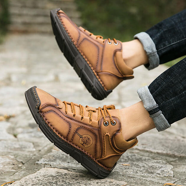 Men Hand Stitching Microfiber Leather Non Slip Soft Ankle Boots