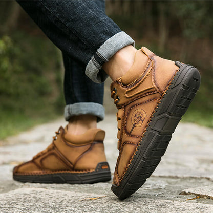 Men Hand Stitching Microfiber Leather Non Slip Soft Ankle Boots