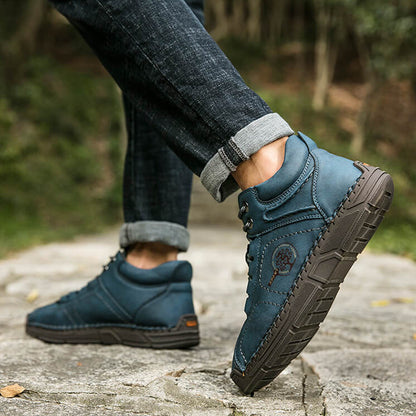 Men Hand Stitching Microfiber Leather Non Slip Soft Ankle Boots