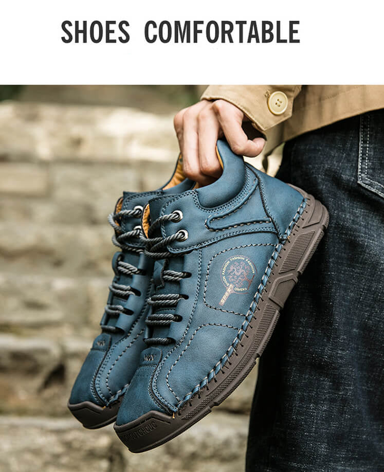 Men Hand Stitching Microfiber Leather Non Slip Soft Ankle Boots