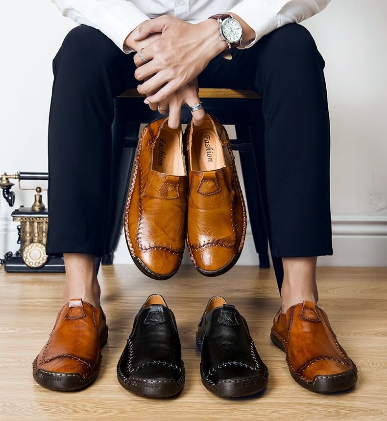Cuciture da uomo Kaegreel Cuciture antiscivolo di grandi dimensioni Soft Sole Sole Scarpe in pelle casual