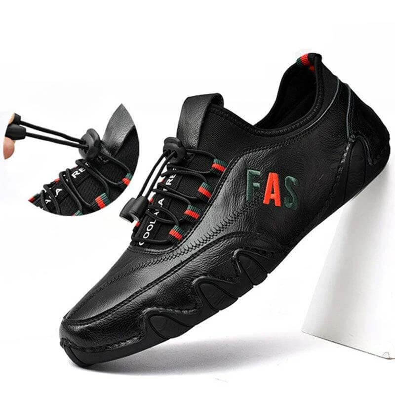 Kaegreel Cuir pour homme Épissements en cuir antidérapant Dentelle élastique Sold Sole Sole Sole Casual Chaussures de conduite