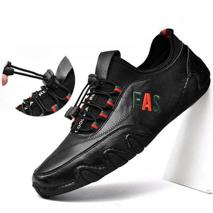 Kaegreel Cuir pour homme Épissements en cuir antidérapant Dentelle élastique Sold Sole Sole Sole Casual Chaussures de conduite