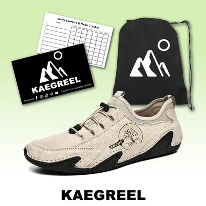 Kaegreel Men's Handmade Leather Shoes Soft Driving Loafers Sneakers