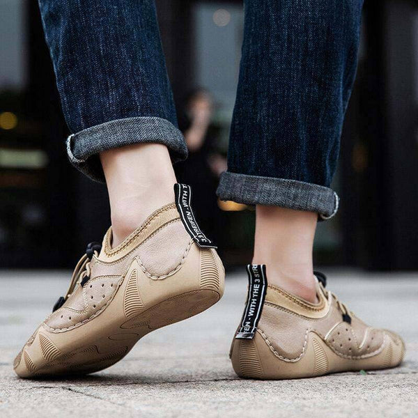 Männer Handstich Microrfiber Leder atmungsaktiv rutschfeste weiche lässige Fahrschuhe