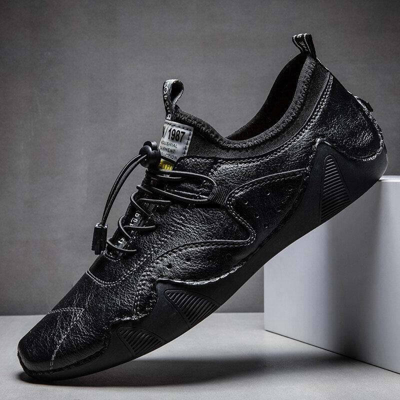 Men Hand Stitching Microrfiber Leather Breathable Non Slip Soft Casual Driving Shoes