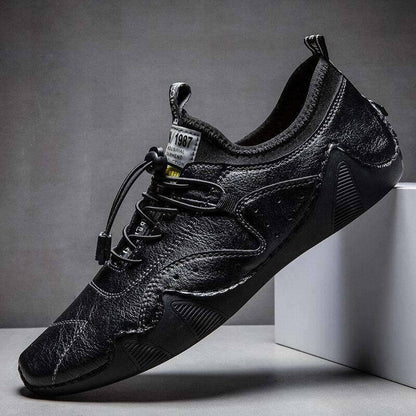 Men Hand Stitching Microrfiber Leather Breathable Non Slip Soft Casual Driving Shoes