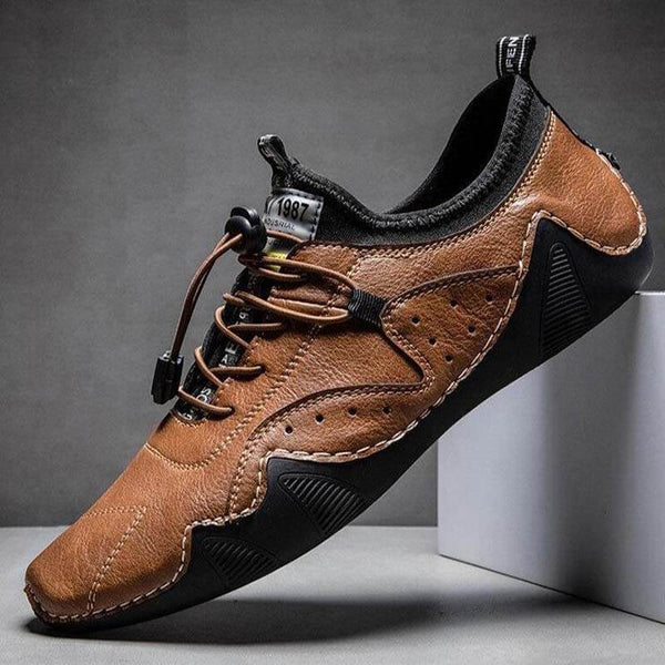 Männer Handstich Microrfiber Leder atmungsaktiv rutschfeste weiche lässige Fahrschuhe