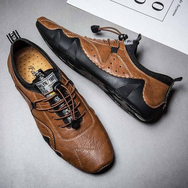 Männer Handstich Microrfiber Leder atmungsaktiv rutschfeste weiche lässige Fahrschuhe