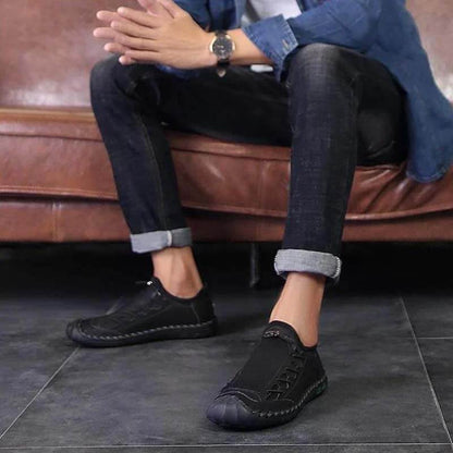 Kaegreel Herren Handgenähte Lederschuhe mit rutschfester Antikollisionssohle in großer Größe