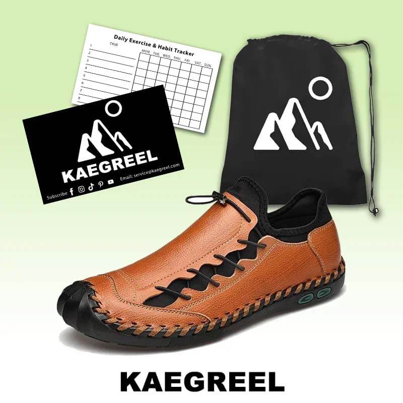 Kaegreel Herren Handgenähte Lederschuhe mit rutschfester Antikollisionssohle in großer Größe